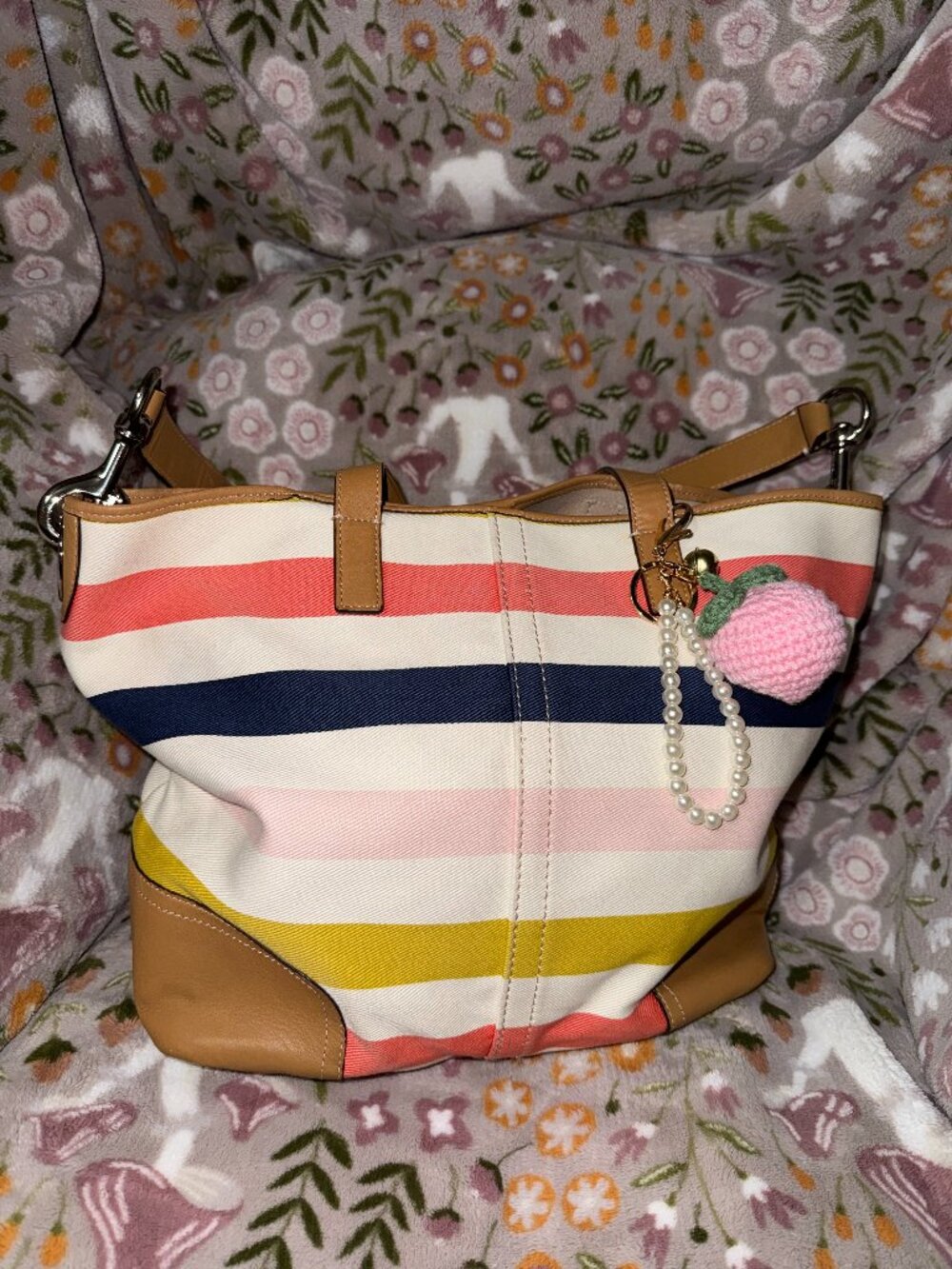 Coach Haley multisripes duffle tote